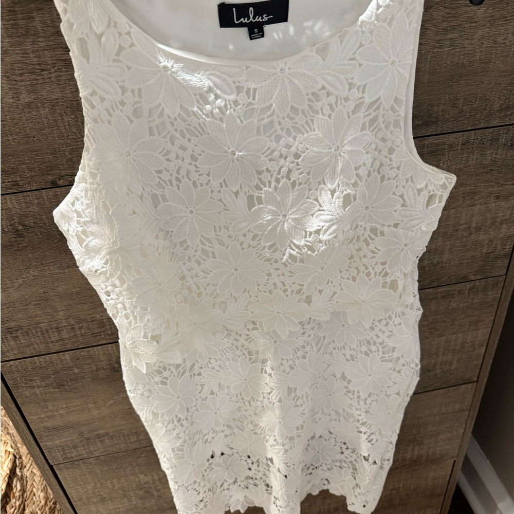 Lulu's White Lace Sleeveless Tank Top